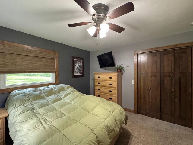 N3140 Forest Prairie Park Rd, Monroe, WI 53566 - carpeted bedroom with ceiling fan and a closet