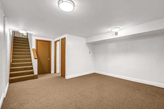 6112 W Port Ave, Milwaukee, WI 53223 - finished basement with carpet flooring, stairway, and baseboards
