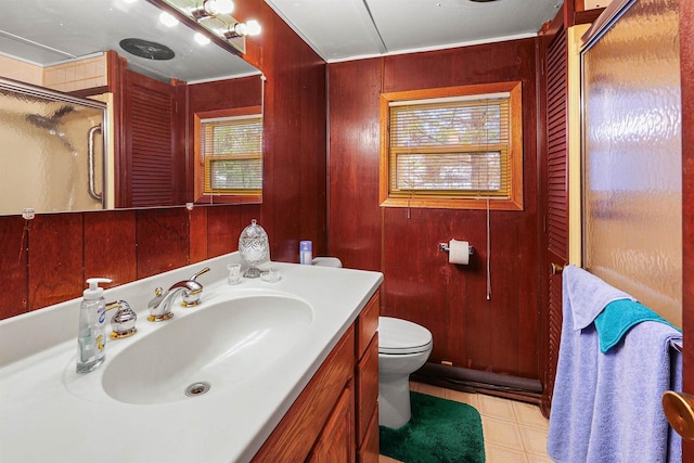 N10678 US Highway 151, Malone, WI 53049 - full bathroom with toilet, vanity, wooden walls, and a shower stall
