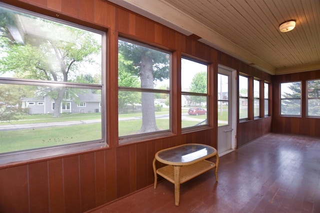 735 Oakwood St, Wild Rose, WI 54984 - sunroom / solarium featuring wooden walls, wood ceiling, and wood finished floors