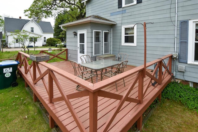 735 Oakwood St, Wild Rose, WI 54984 - wooden deck with outdoor dining area