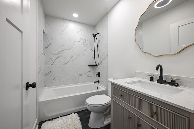 1922 E Iron St, Milwaukee, WI 53207 - full bath with vanity, toilet, shower / washtub combination, and recessed lighting