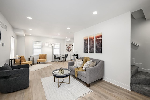 1922 E Iron St, Milwaukee, WI 53207 - living room with light wood-style flooring, recessed lighting, stairs, and baseboards
