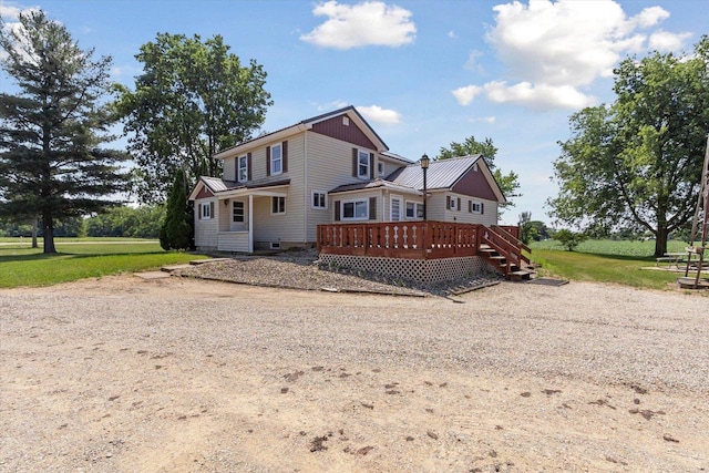 N1815 County Road T, Brodhead, WI 53520 - rear view of property featuring a wooden deck