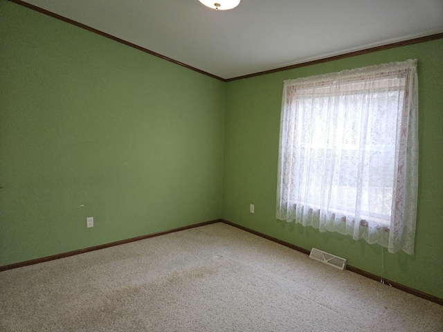 7102 Fire Tower Rd, Rhinelander, WI 54501 - carpeted empty room featuring crown molding and baseboards
