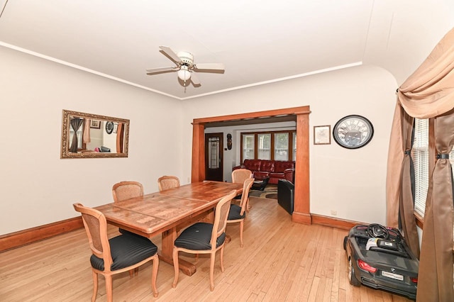 2355 N 59th St Unit 2357, Milwaukee, WI 53210 - dining room featuring baseboards, ceiling fan, and light wood-style floors