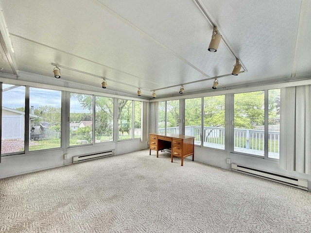 3117 Canterbury Ln, Janesville, WI 53546 - sunroom with baseboard heating, healthy amount of natural light, and carpet