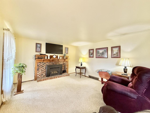 3117 Canterbury Ln, Janesville, WI 53546 - carpeted living area with a fireplace and baseboards