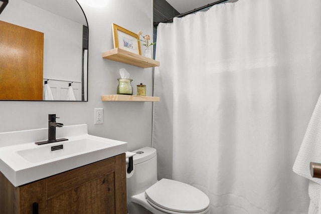 3725 Dawes St, Madison, WI 53714 - bathroom featuring vanity, toilet, and a shower with shower curtain