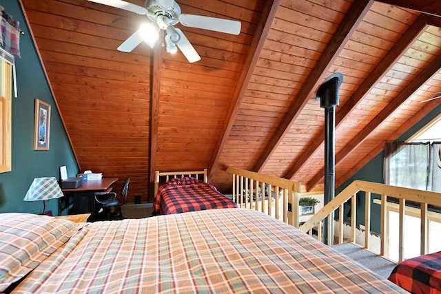 2775 Lake Rd, Barnes, WI 54873 - bedroom with wooden ceiling and carpet
