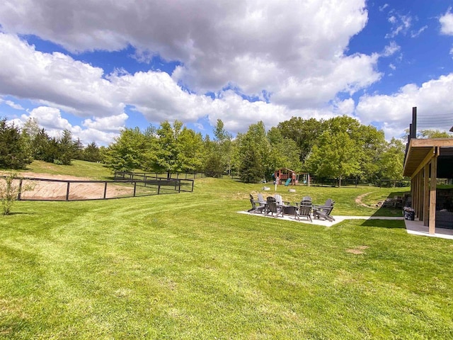 S7915 Ruthe Badger Ln, Merrimac, WI 53561 - view of yard with a playground and a fire pit