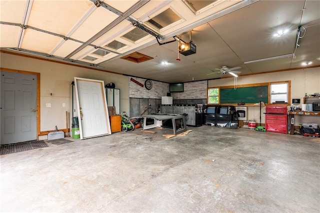 4868 183rd St, Chippewa Falls, WI 54729 - garage with a garage door opener and ceiling fan