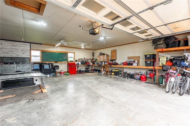 4868 183rd St, Chippewa Falls, WI 54729 - garage featuring a garage door opener and a workshop area
