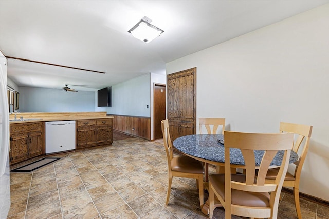 1517 Merry Ct, Port Washington, WI 53074 - dining room with stone finish flooring and wooden walls