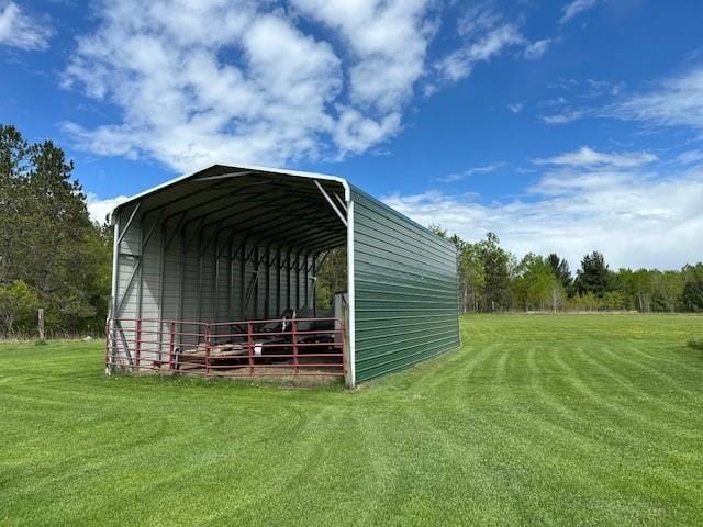 12258 Mosquito Brook Rd, Hayward, WI 54843 - view of outdoor structure featuring a carport