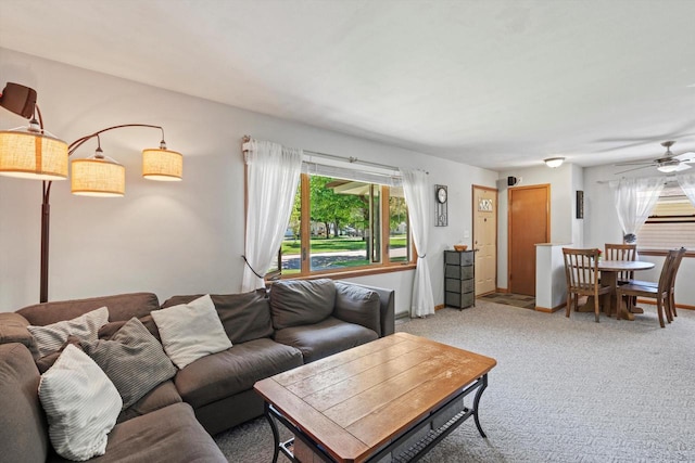 1017 S 120th St, West Allis, WI 53214 - living room with light carpet and a ceiling fan