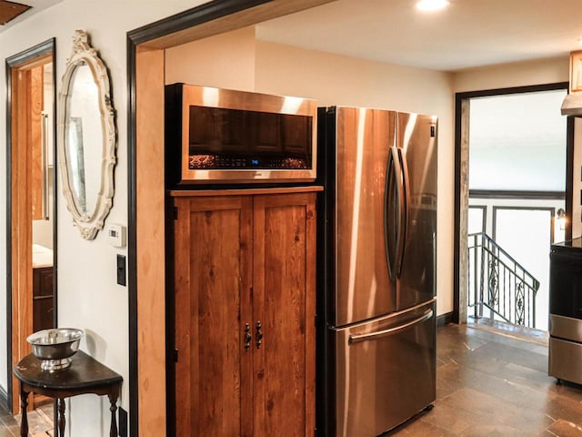 507 Janesville St, Oregon, WI 53575 - kitchen with freestanding refrigerator and recessed lighting