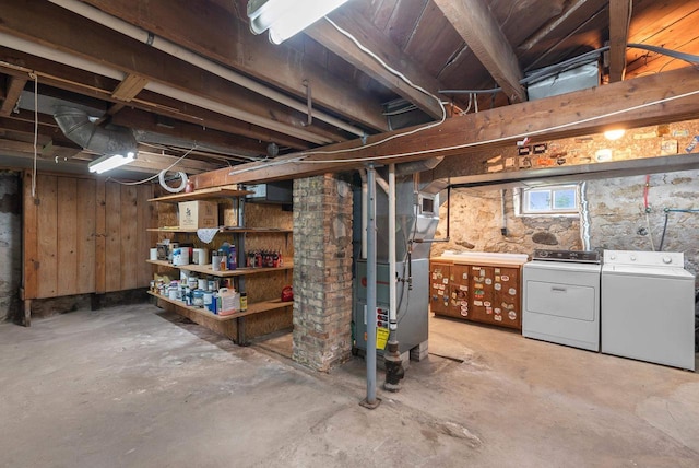 210 Gilmore Ave, Beaver Dam, WI 53916 - basement featuring washer and dryer and heating unit