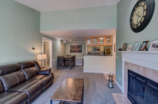 2 Captains Ct Unit 5, Madison, WI 53719 - carpeted living room with a tile fireplace and baseboards