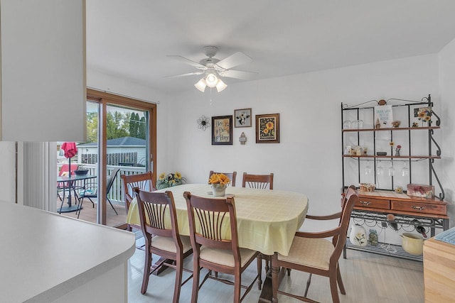 2117 N 27th St, Sheboygan, WI 53081 - dining space featuring a ceiling fan and light wood-style flooring