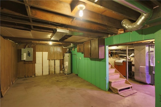 1217 Andover Ave, Eau Claire, WI 54703 - unfinished below grade area with water heater, electric panel, and stairway