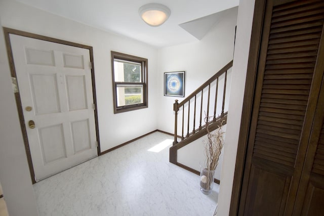 6538 N Bethmaur Ln, Glendale, WI 53209 - entryway featuring stairway, baseboards, and light flooring