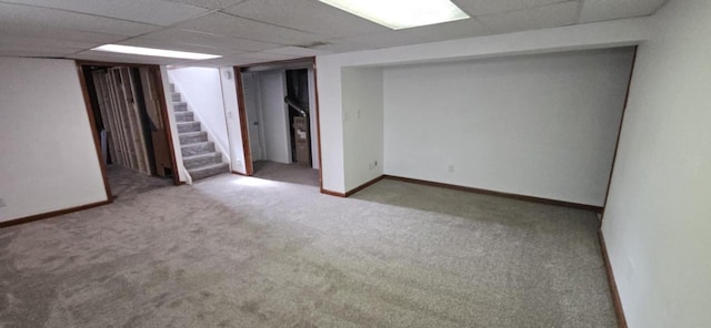 2210 Taylor Ave, Racine, WI 53403 - finished basement featuring carpet floors, stairway, baseboards, and a drop ceiling