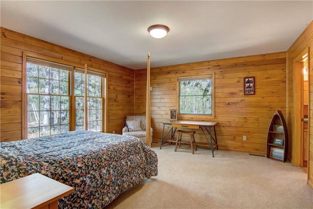 8360 W Shore Ln, Hayward, WI 54843 - carpeted bedroom featuring wooden walls