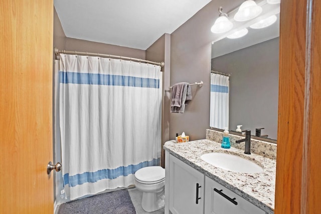 371 Thurow Dr, Oconomowoc, WI 53066 - bathroom with vanity, toilet, tile patterned floors, and a shower with curtain