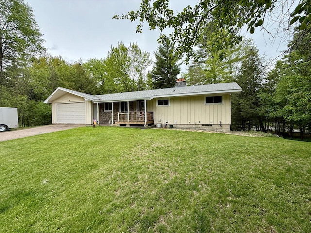 163281 Taliesin Way, Weston, WI 54476 - ranch-style house with driveway, crawl space, a chimney, an attached garage, and a front lawn
