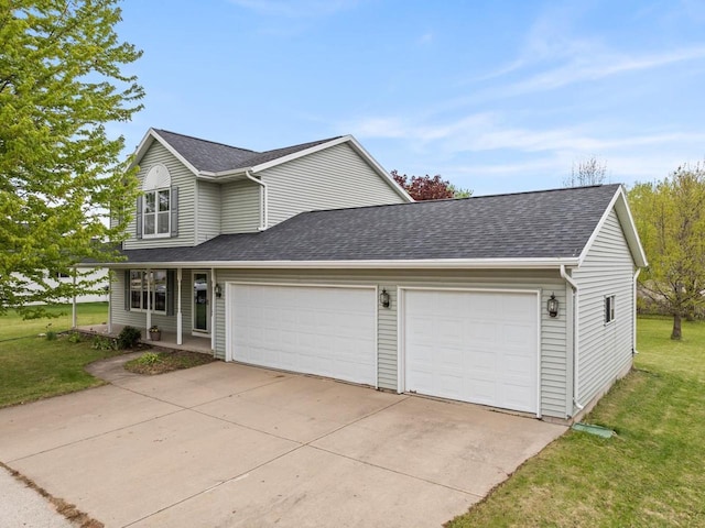 2437 Royal Bay Ridge Rd, New Franken, WI 54229 - view of front of home featuring an attached garage, concrete driveway, a front lawn, and a shingled roof