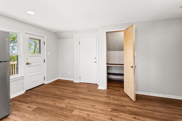 4648 S Kansas Ave Unit 4650, Saint Francis, WI 53235 - entryway featuring baseboards, wood finished floors, and recessed lighting