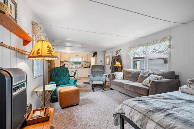 N9578 Dahleen Ln, Crivitz, WI 54114 - bedroom featuring light carpet and freestanding refrigerator