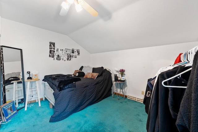 3324 County Highway Cc, Slinger, WI 53086 - carpeted bedroom featuring lofted ceiling and ceiling fan