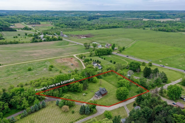 E3581 Green Valley Dr, La Valle, WI 53941 - overview of rural landscape featuring property boundaries highlighted