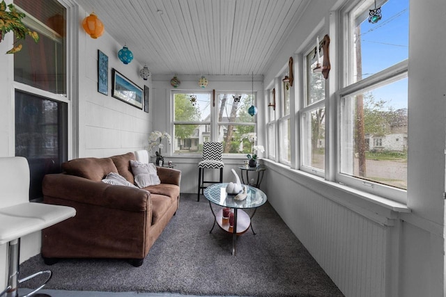 805 N State St, Appleton, WI 54911 - sunroom with carpet, an outdoor hangout area, and wood ceiling