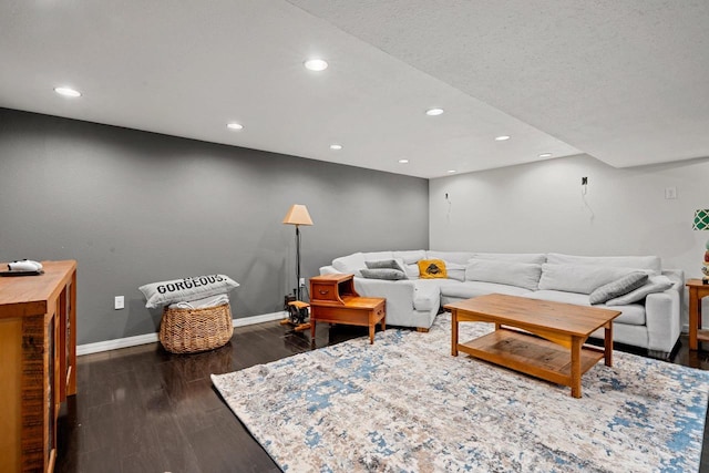 410 E Washington St, New London, WI 54961 - living area with baseboards, recessed lighting, and dark wood finished floors