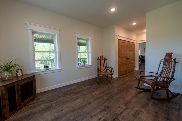 S1579 Butler Rd, Hillsboro, WI 54634 - living area featuring dark wood finished floors, baseboards, and recessed lighting