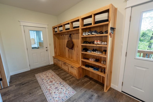 S1579 Butler Rd, Hillsboro, WI 54634 - mudroom with dark wood-type flooring and baseboards