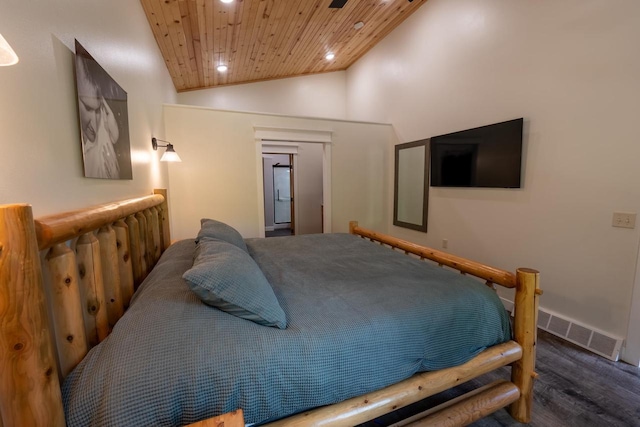 S1579 Butler Rd, Hillsboro, WI 54634 - bedroom with wood finished floors, wood ceiling, recessed lighting, and vaulted ceiling