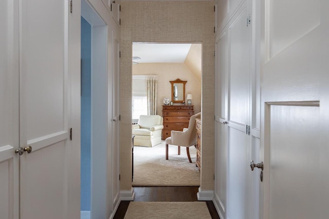 1030 Washington Ave, Oshkosh, WI 54901 - hall with dark wood-type flooring and baseboards