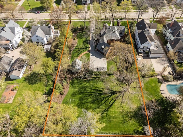 1030 Washington Ave, Oshkosh, WI 54901 - aerial perspective of suburban area with property parcel outlined and a pool area