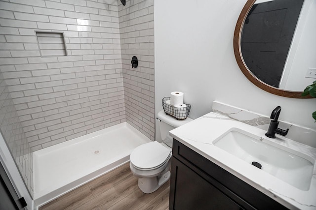 11715 45th Ave, Pleasant Prairie, WI 53158 - full bath with a shower stall, toilet, vanity, and wood finished floors