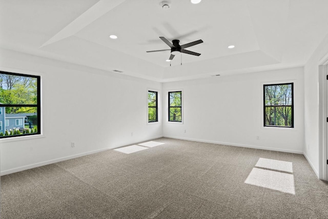 11715 45th Ave, Pleasant Prairie, WI 53158 - carpeted empty room with a raised ceiling, baseboards, ceiling fan, recessed lighting, and a smoke detector