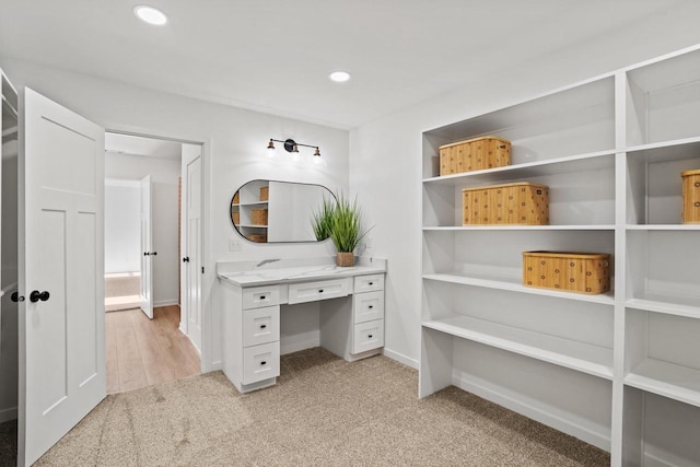 11715 45th Ave, Pleasant Prairie, WI 53158 - bathroom with vanity, recessed lighting, baseboards, and carpet