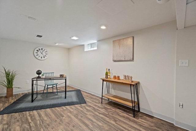 8706 W Arthur Ave, West Allis, WI 53227 - home office featuring wood finished floors, baseboards, and recessed lighting