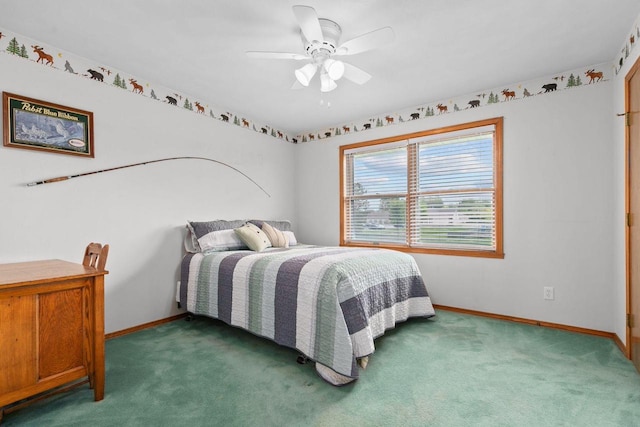 3226 W Twin Willow Ct, Appleton, WI 54914 - bedroom featuring carpet, baseboards, and a ceiling fan