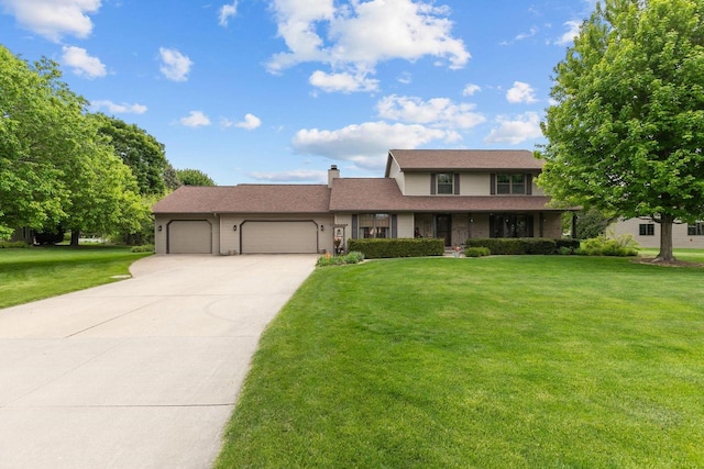 3226 W Twin Willow Ct, Appleton, WI 54914 - traditional-style home featuring a garage, driveway, a front lawn, and a chimney