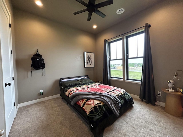 11654 Flambeau Rd, Tomah, WI 54660 - bedroom with carpet flooring, recessed lighting, baseboards, and ceiling fan