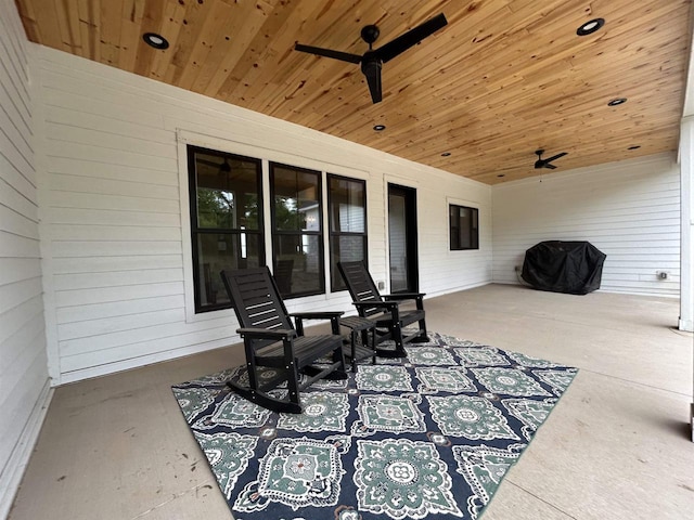 11654 Flambeau Rd, Tomah, WI 54660 - view of patio / terrace featuring ceiling fan and area for grilling